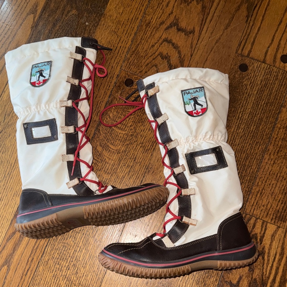 Pajar Women’s Tall Lace-Up Snow Boots size 41 US 10 Brown Cream Apres Ski - Picture 8 of 9